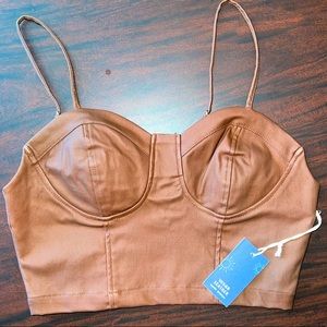 INDIGO RISING VEGAN LEATHER TOP